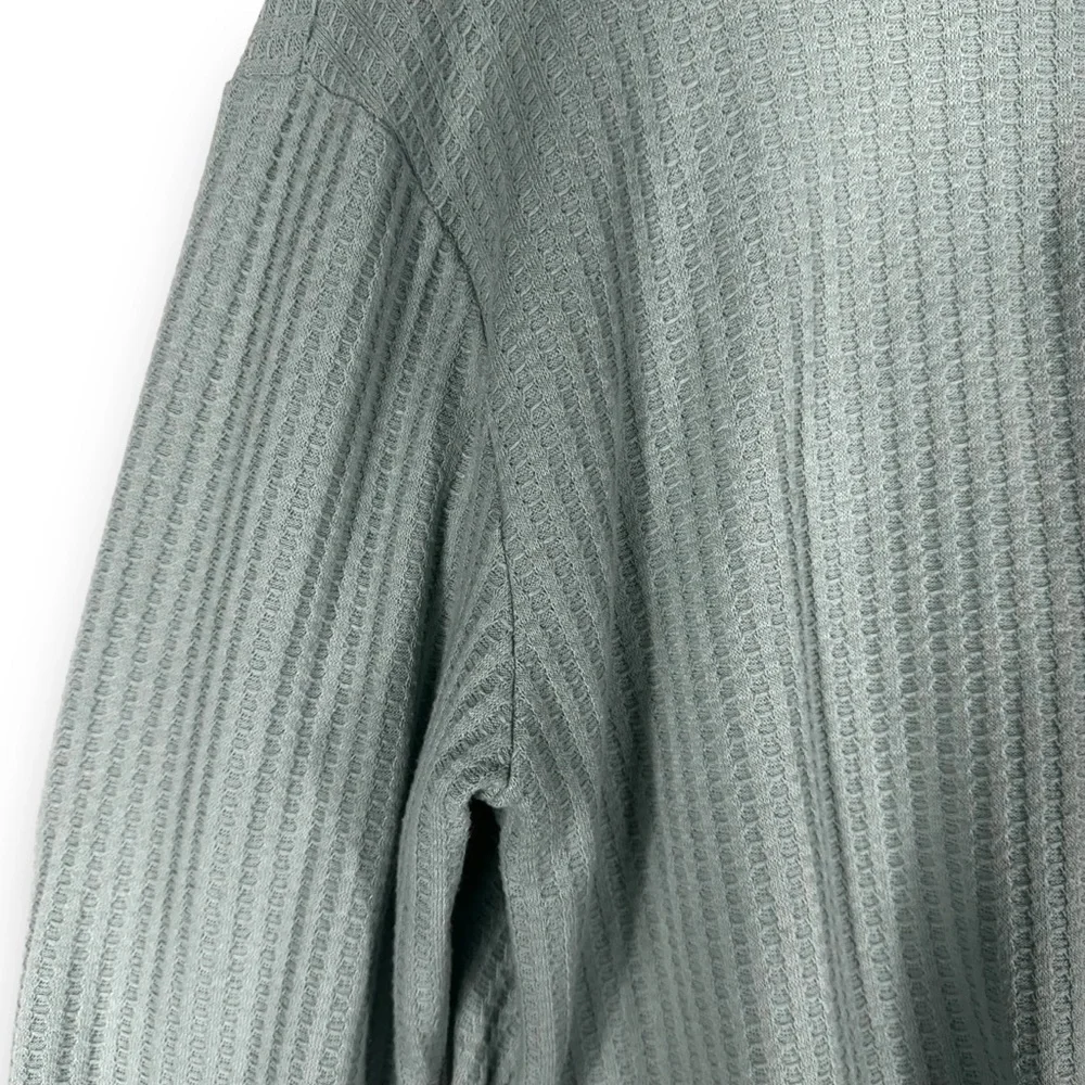 4 for $20 SALE! Chaser Waffle Knit Thermal V Neck Long Sleeve Top, Mint, Size XL - Picture 7 of 10